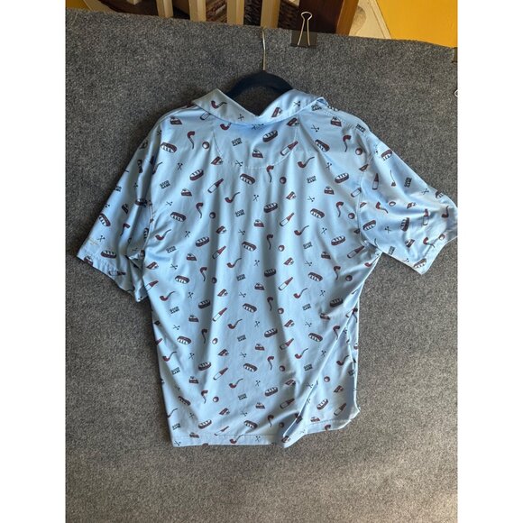 Walter Hagen 11 Majors Light Blue Golf Polo Shirt With Fun Graphic Print Made In - Picture 7 of 9